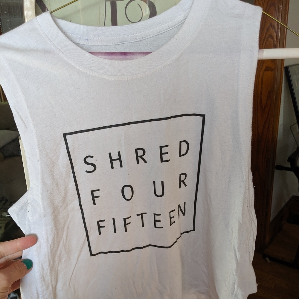 Shred415 paneled white tank